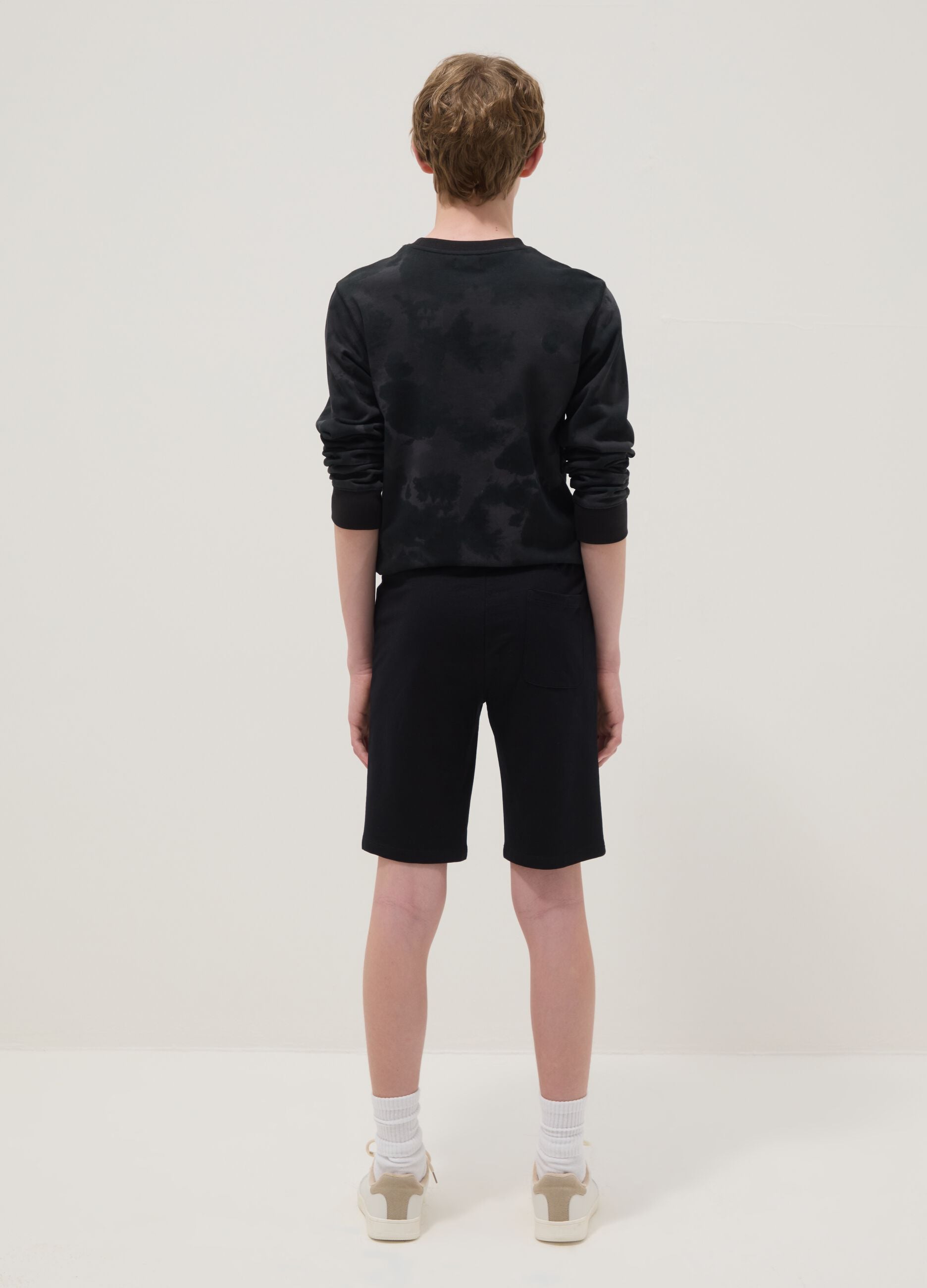Regular fit black pure cotton shorts for boys