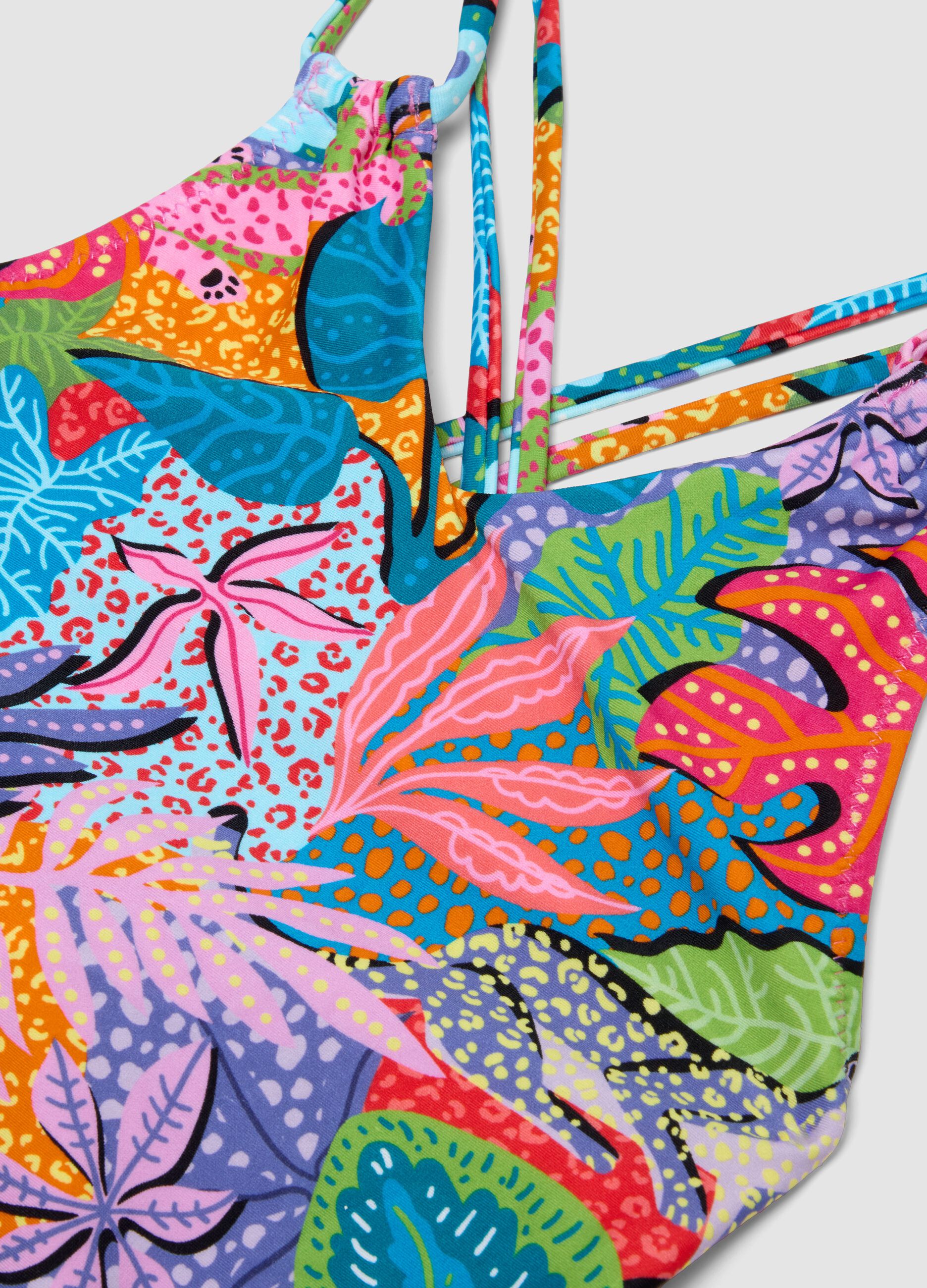 Multicolour stretch fabric swimsuit