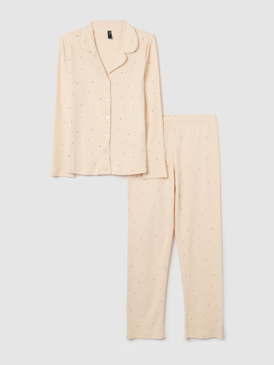 Pigiama a pois in puro cotone beige regular fit_4