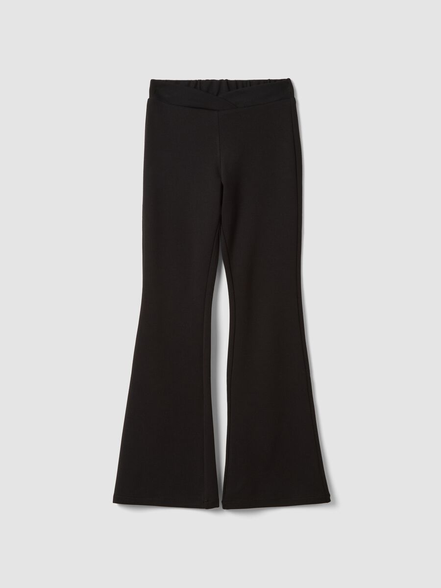 Pantaloni neri flare in viscosa elasticizzato_0