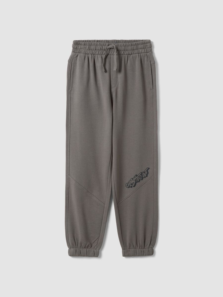 Pantaloni jogger grigi in puro cotone_0