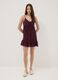 Purple mini dress with ruffles and plunging neckline_0