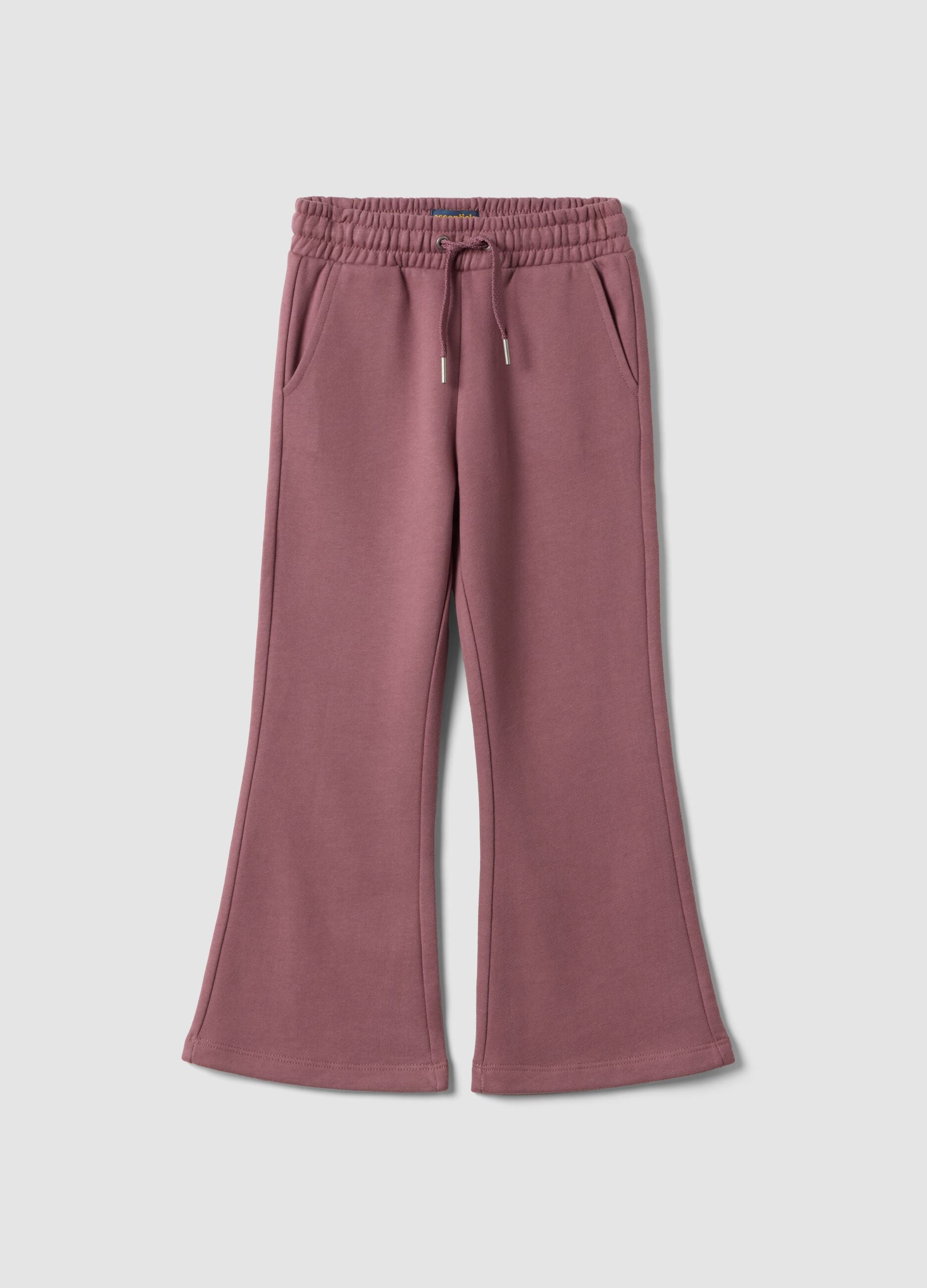 Pantaloni viola in puro cotone organico con vita elastica