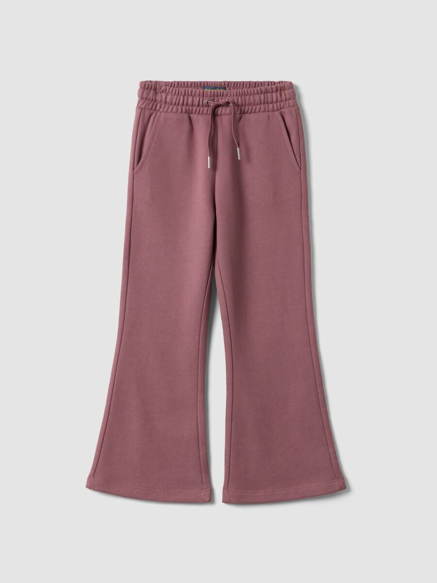 Pantaloni viola in puro cotone organico con vita elastica_0