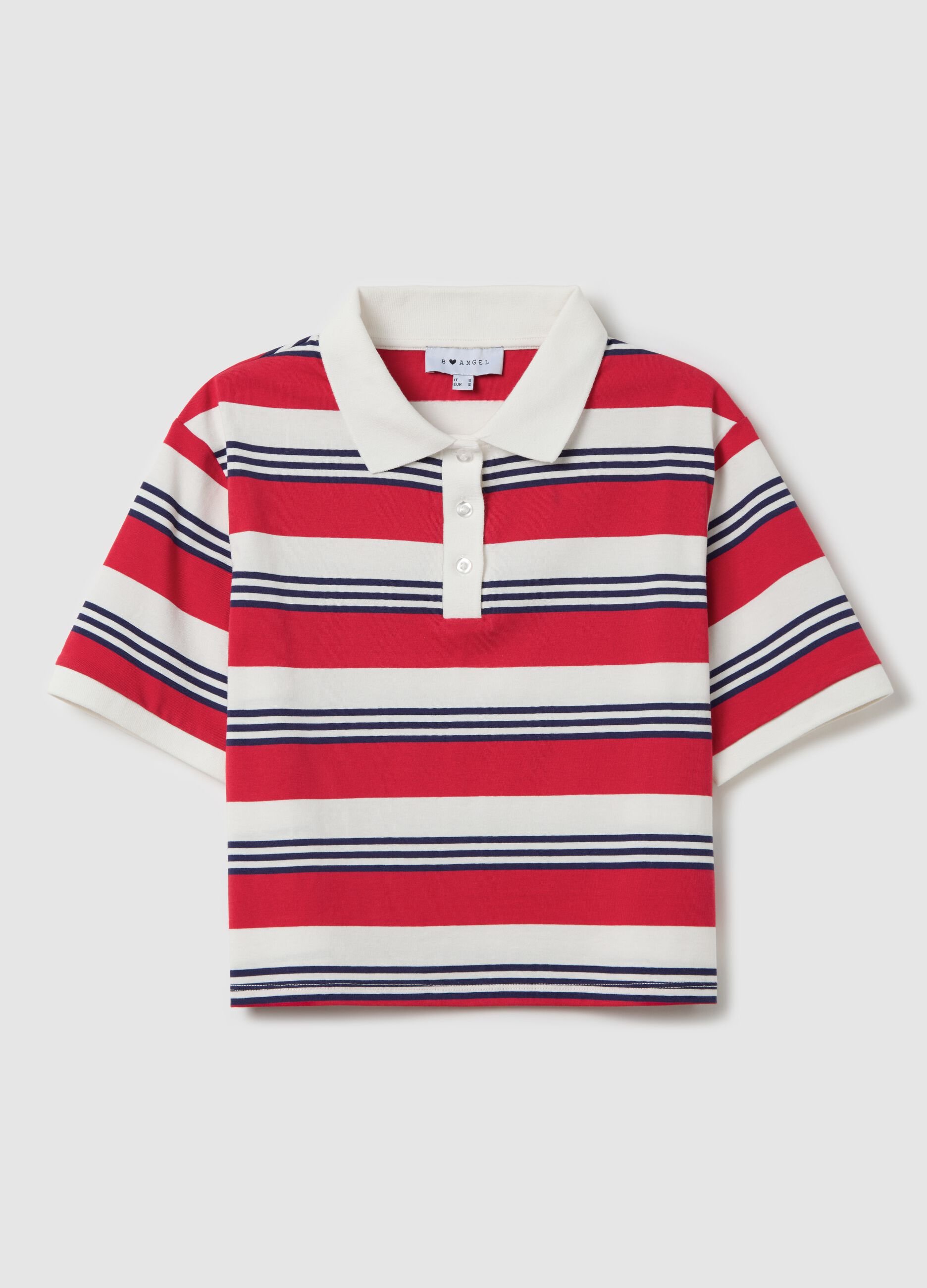 Polo a righe bianche e rosse