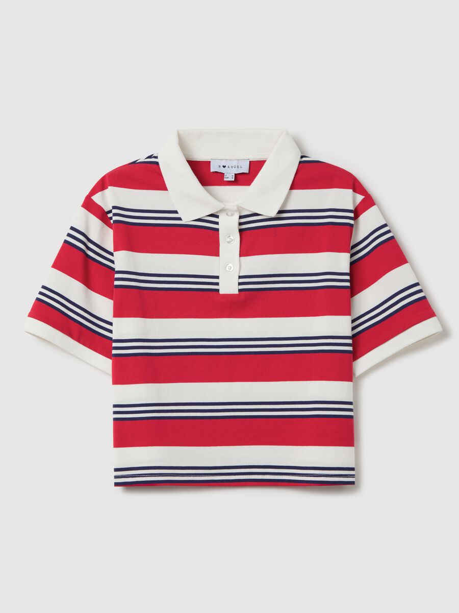 Red and white striped polo shirt_4