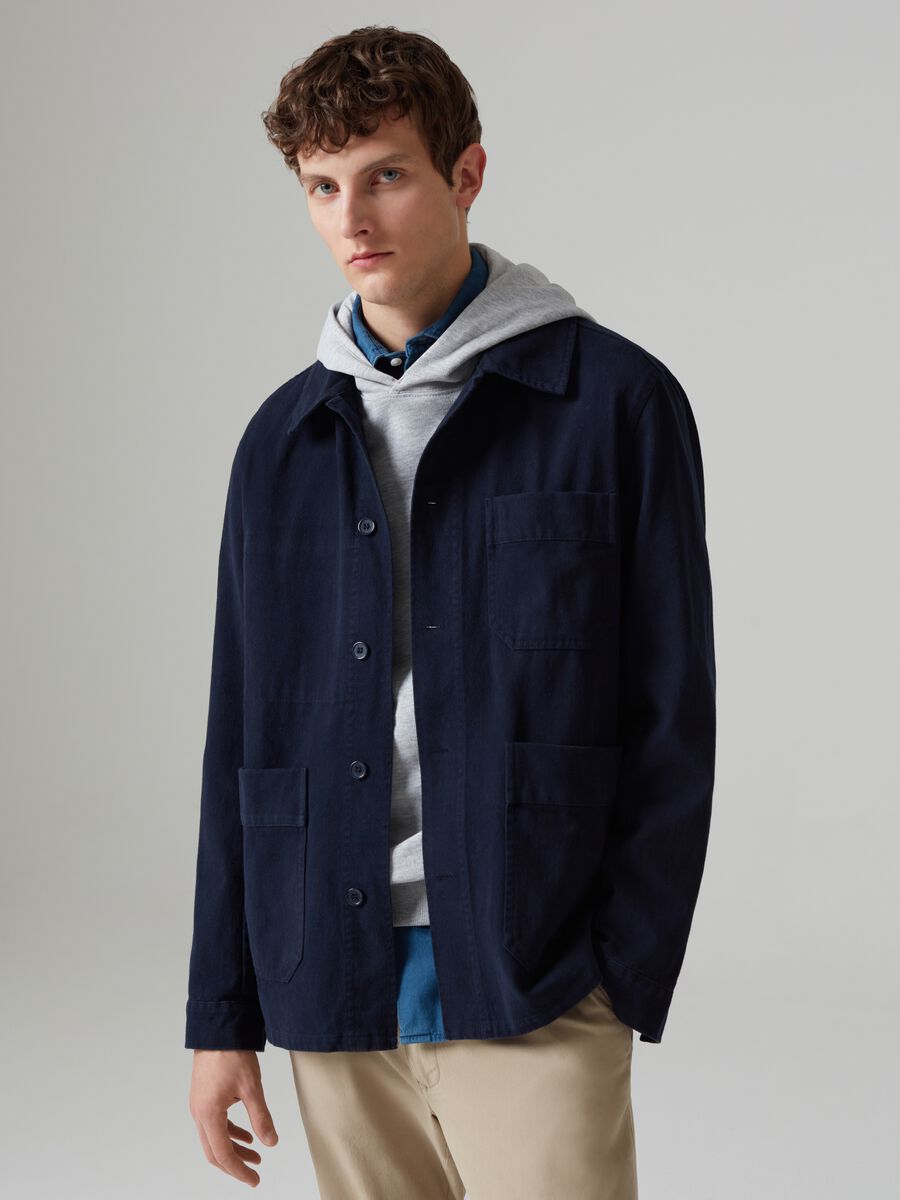 Shacket in cotone con tasche_1