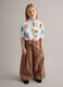 Girls' Brown Pure Cotton Wide Leg Trousers with Bow_0