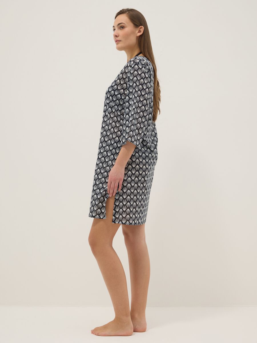 Multicolour pure cotton regular-fit beach cover-up with V-neck_2