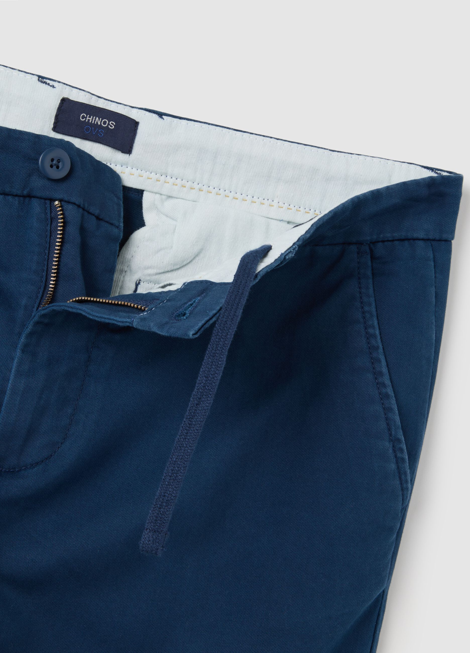 Blue cotton slim fit trousers