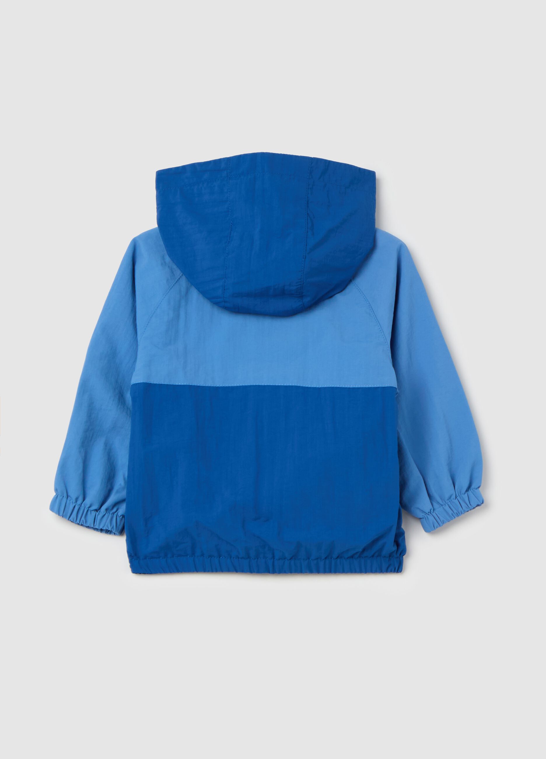 Giubbino full-zip bicolore con cappuccio 