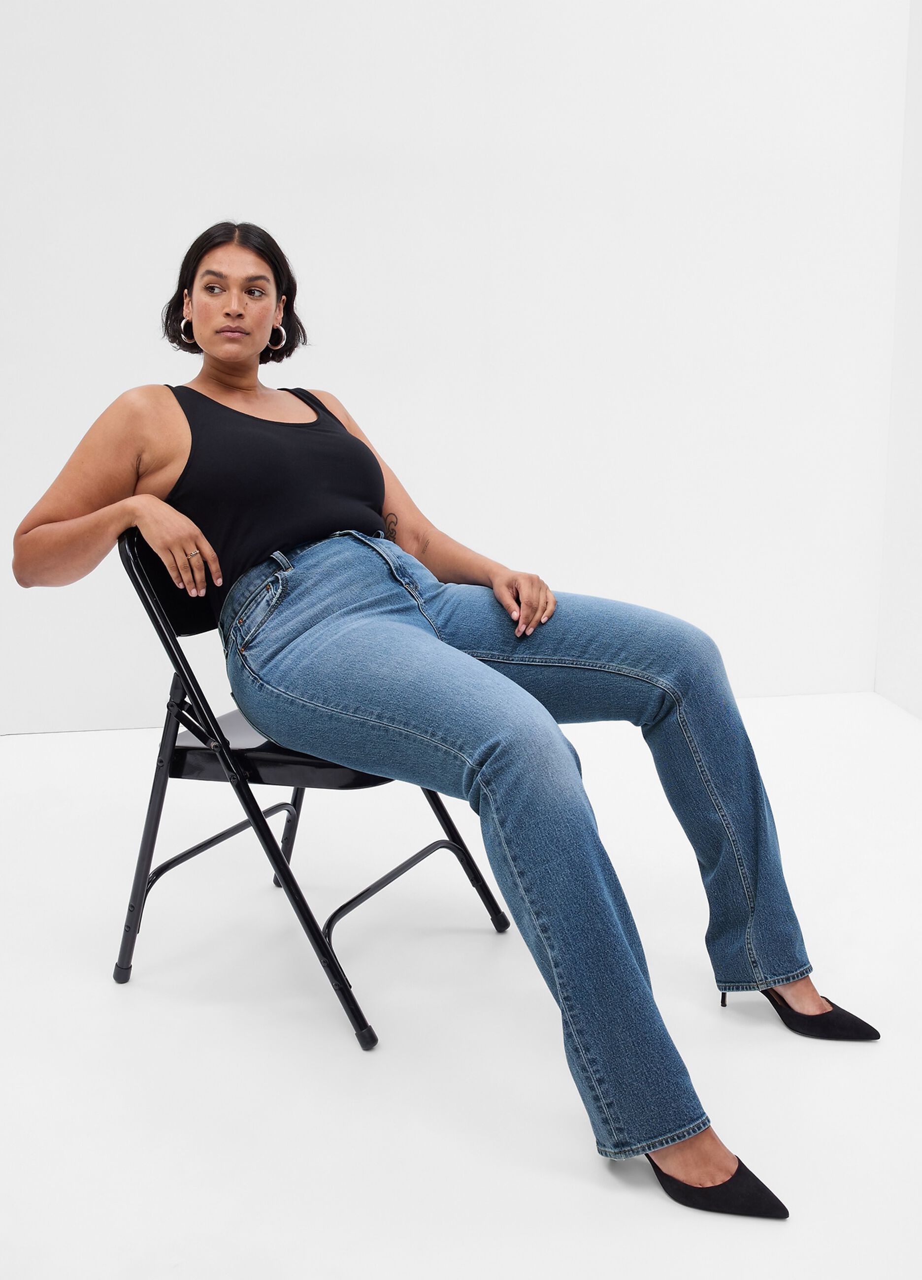 Straight-fit, high-rise jeans