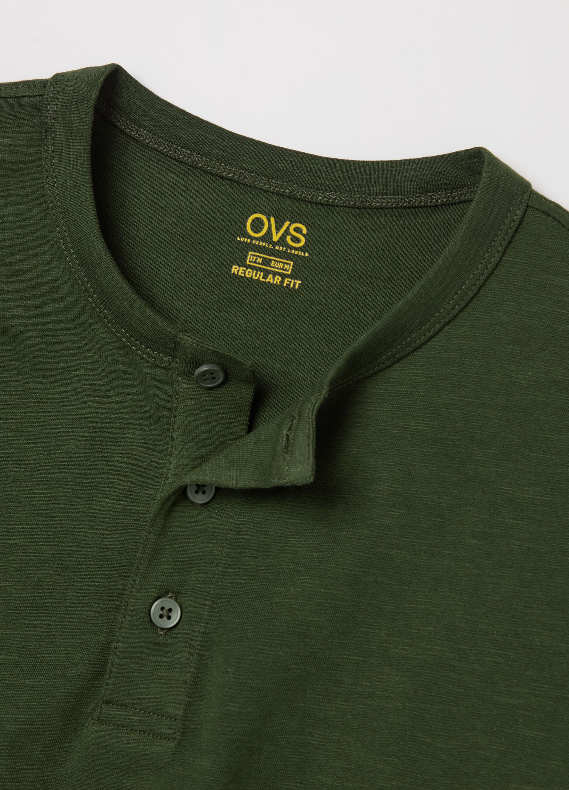 Cotton T-shirt with granddad neckline