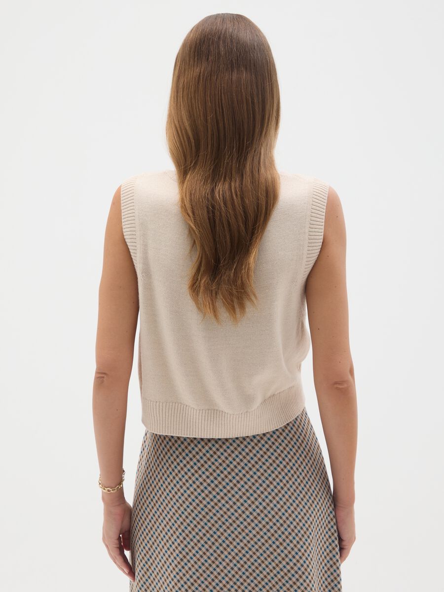 Beige wool and merino blend maternity vest_3