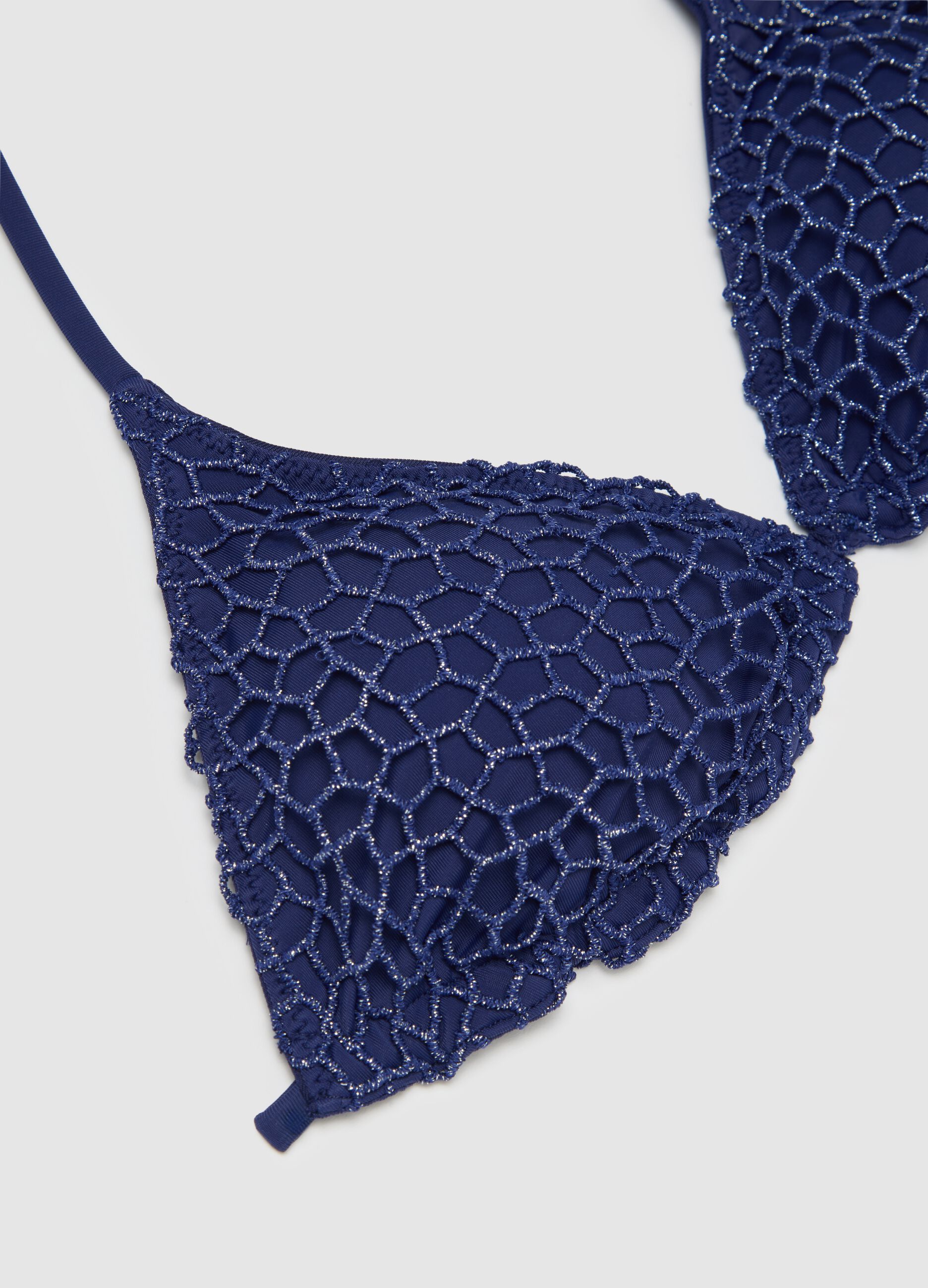 Women's Bikini Top in Stretch Blue Fabric