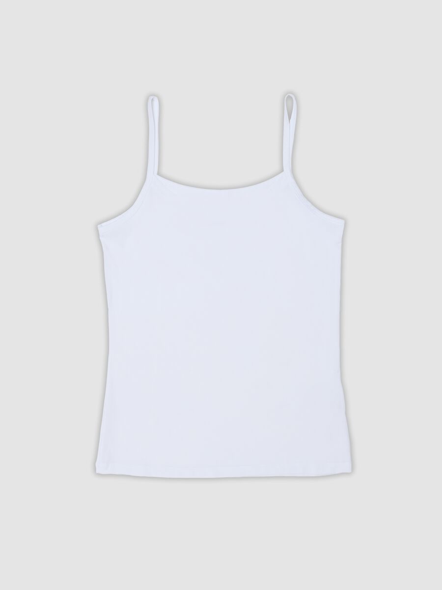 Canottiera bianca in tessuto elasticizzato con girocollo regular fit_0