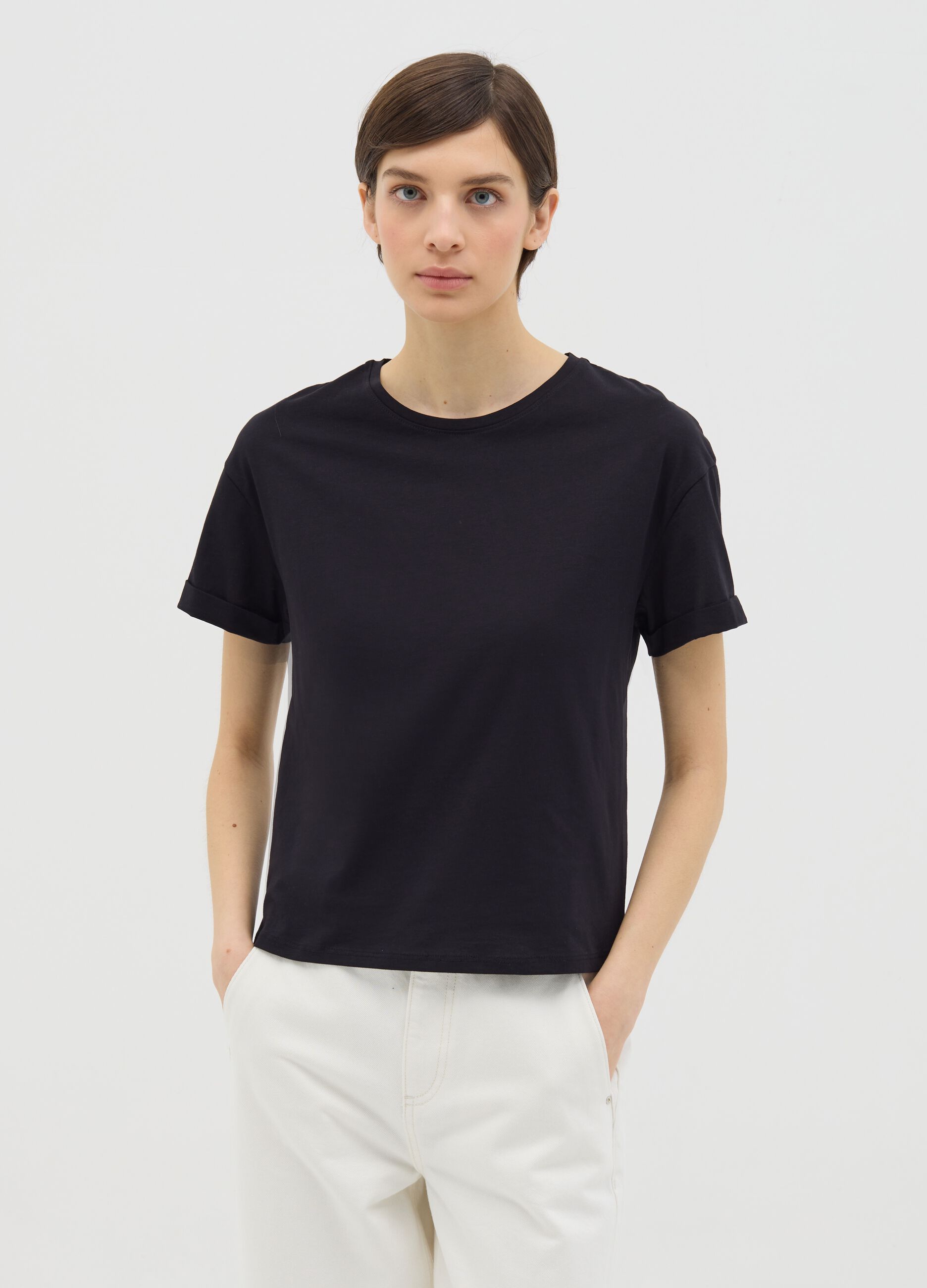 T-shirt in cotone boxy fit nera