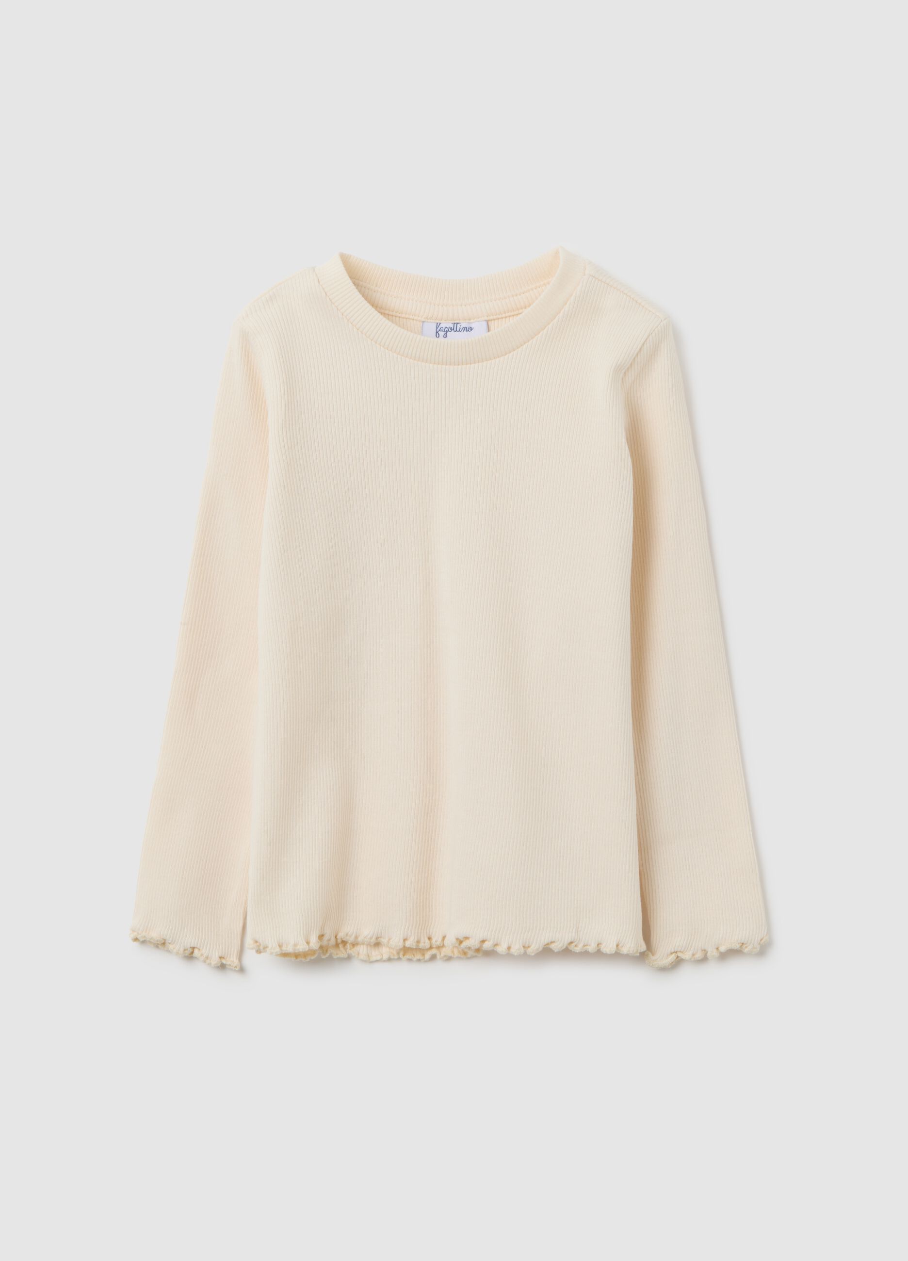 Beige Stretch Cotton Baby Girl Sweater
