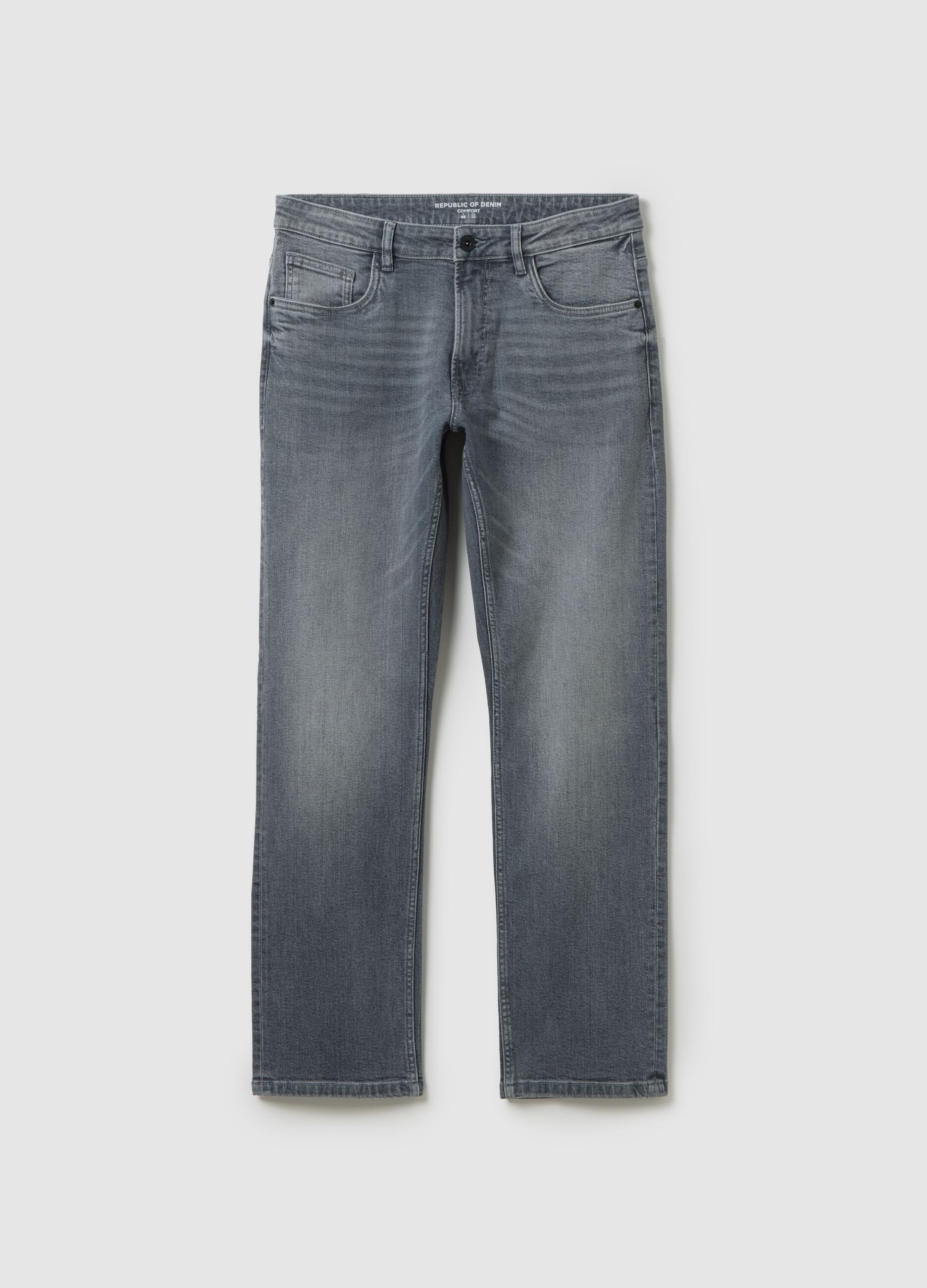 Men's comfort grey stretch cotton jeans