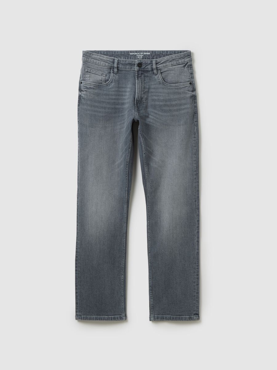 Men's comfort grey stretch cotton jeans_4