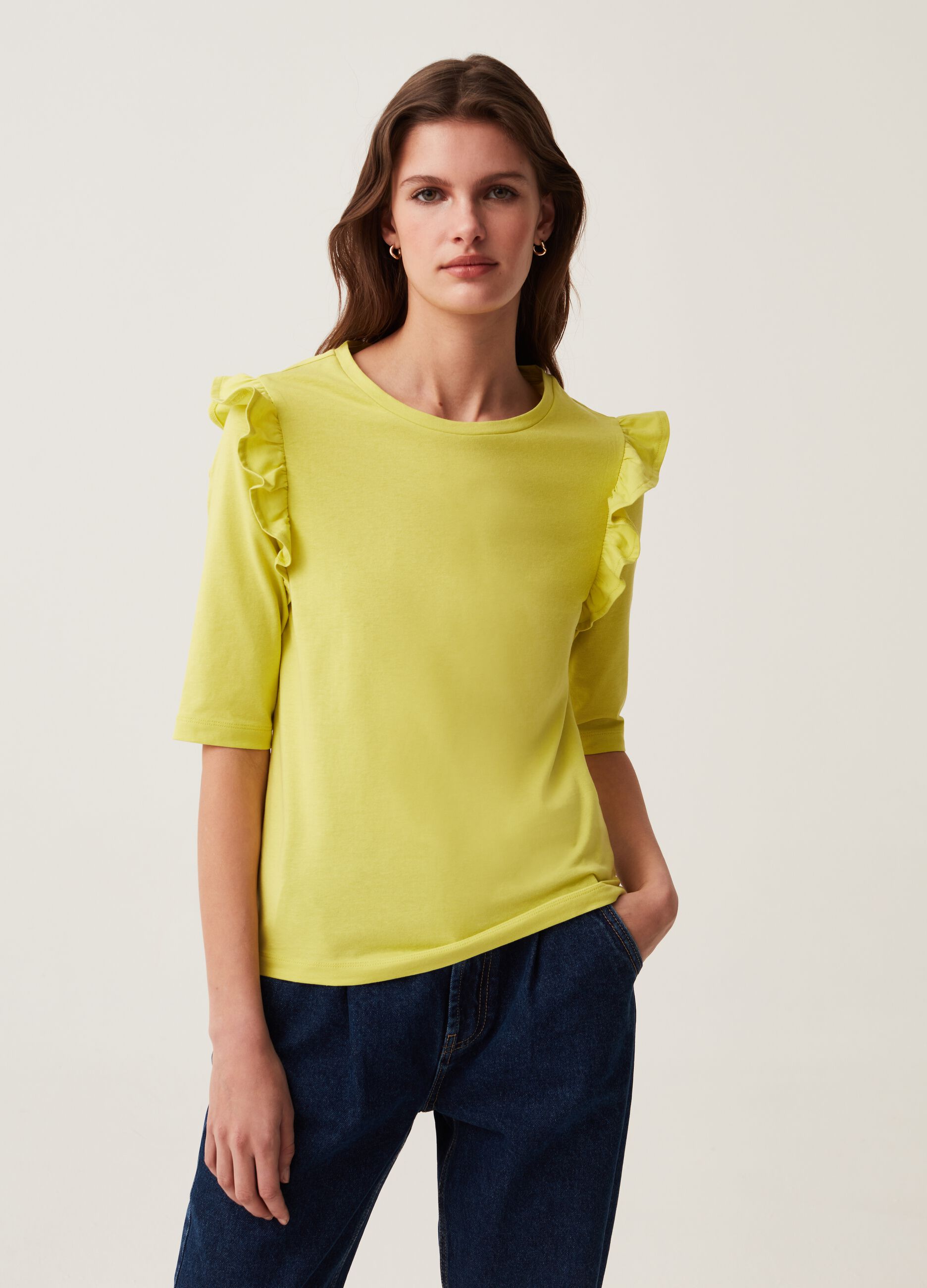 Ovs T-shirt maniche al gomito con rouche