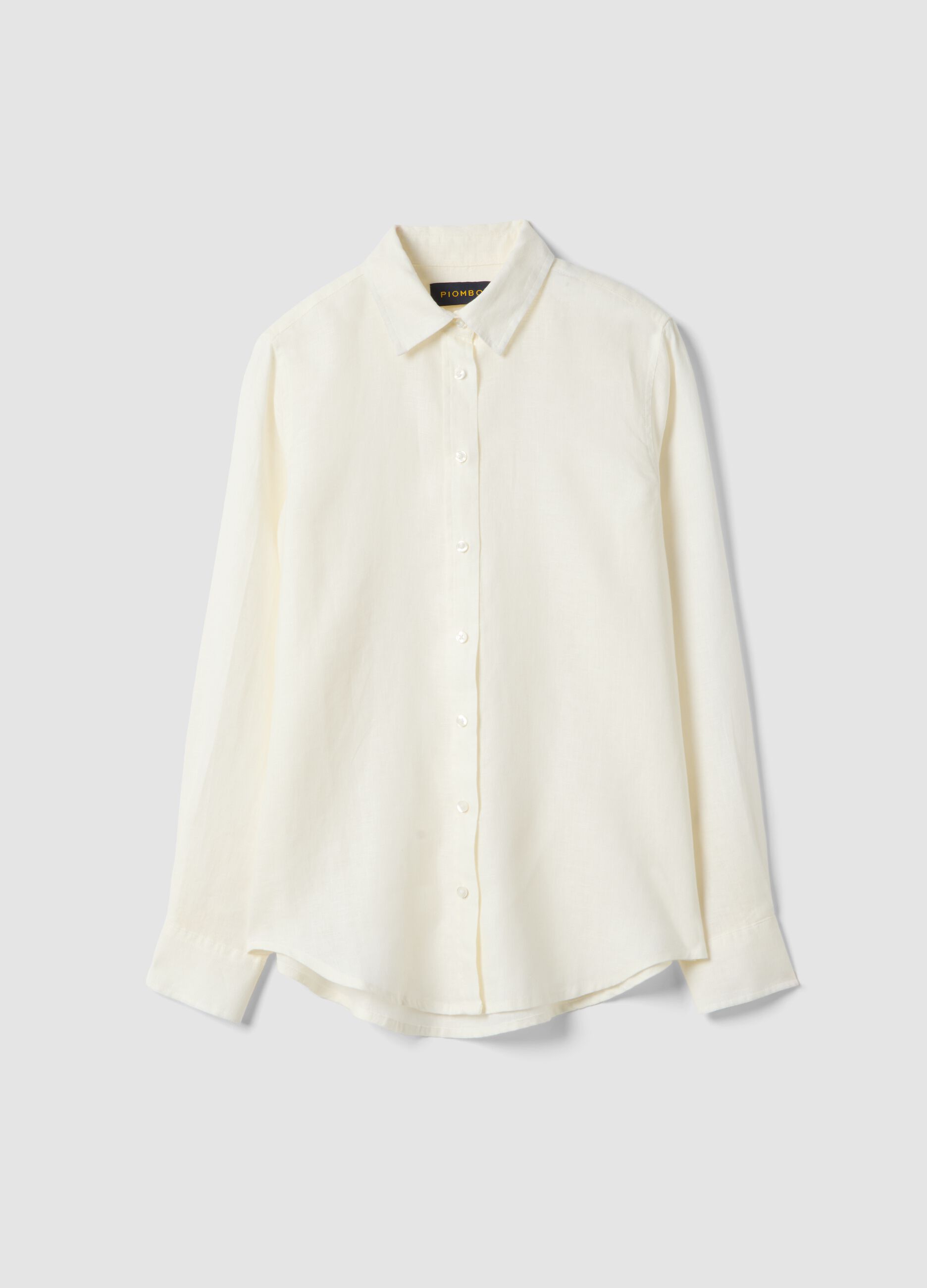 Regular fit pure white linen shirt