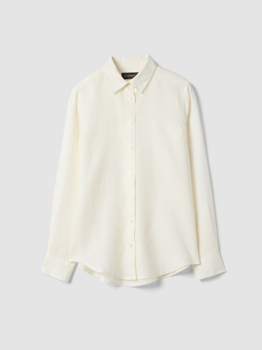 Camicia in puro lino bianca regular fit_4