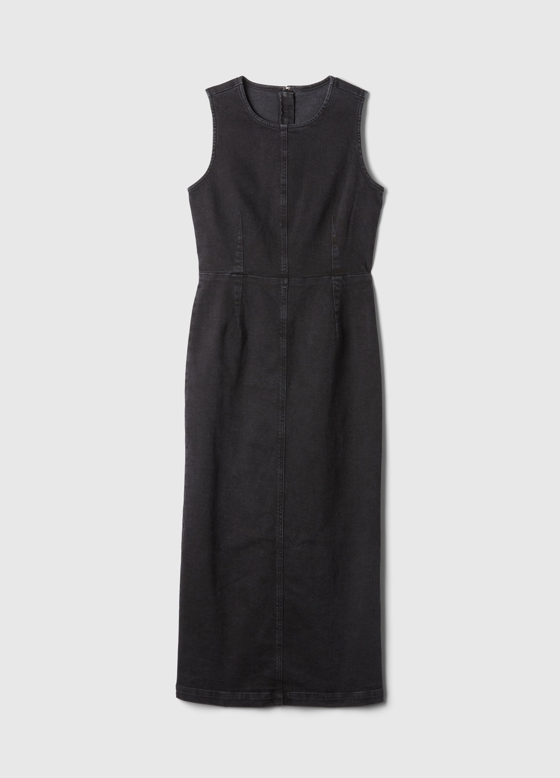 Vestito lungo smanicato in denim