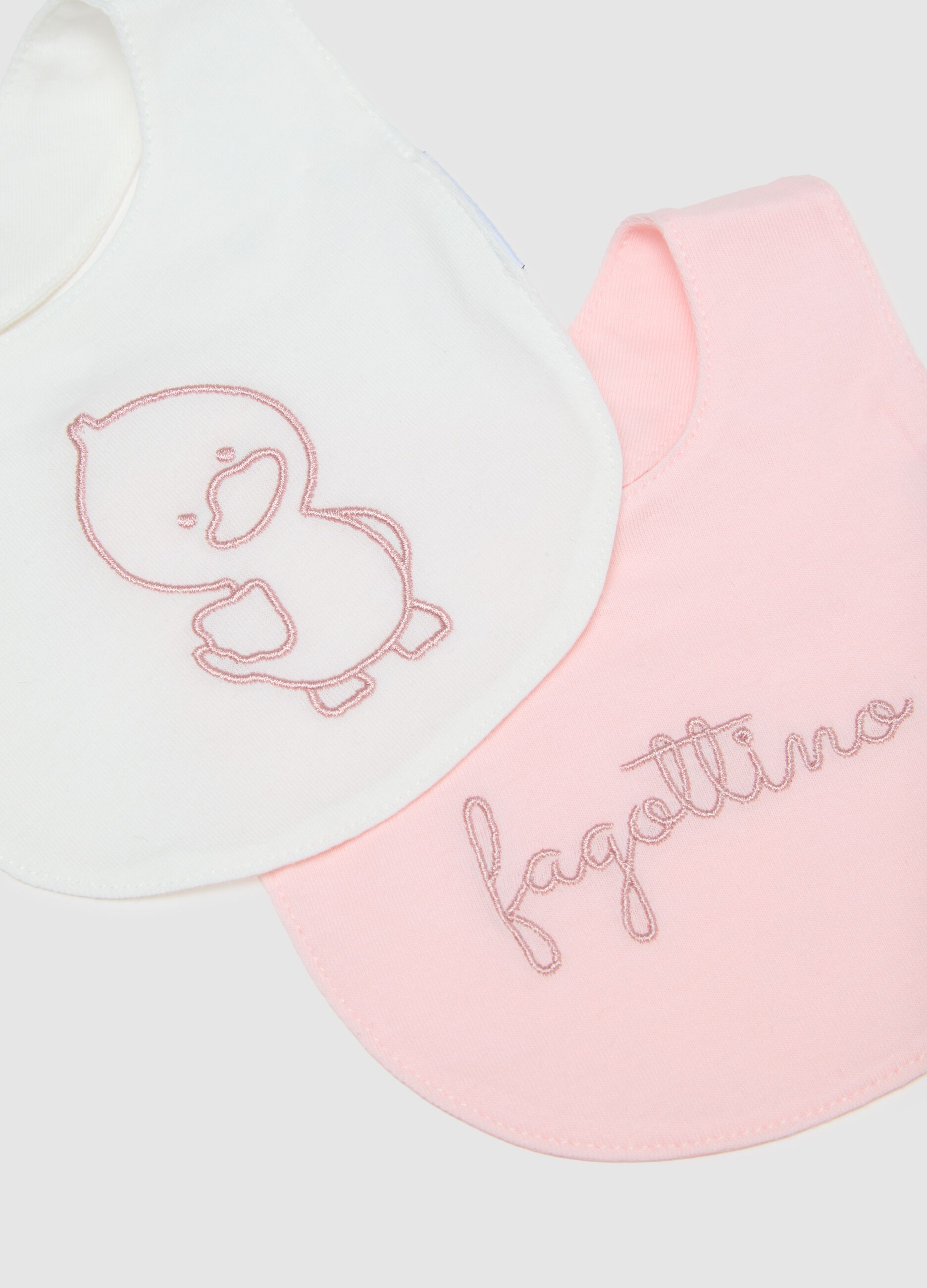 Newborn Bib Pair Set in Multicolour Pure Cotton with Embroidery