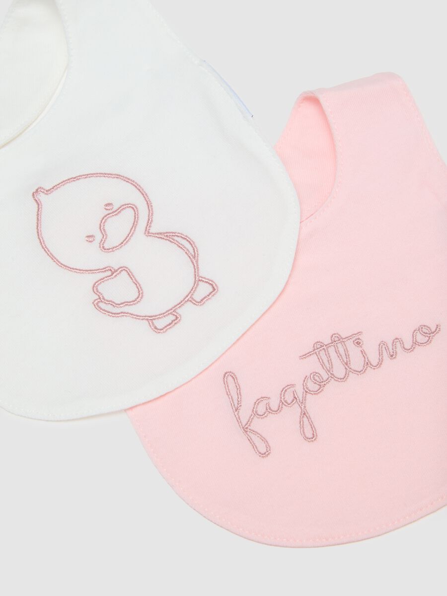 Newborn Bib Pair Set in Multicolour Pure Cotton with Embroidery_1
