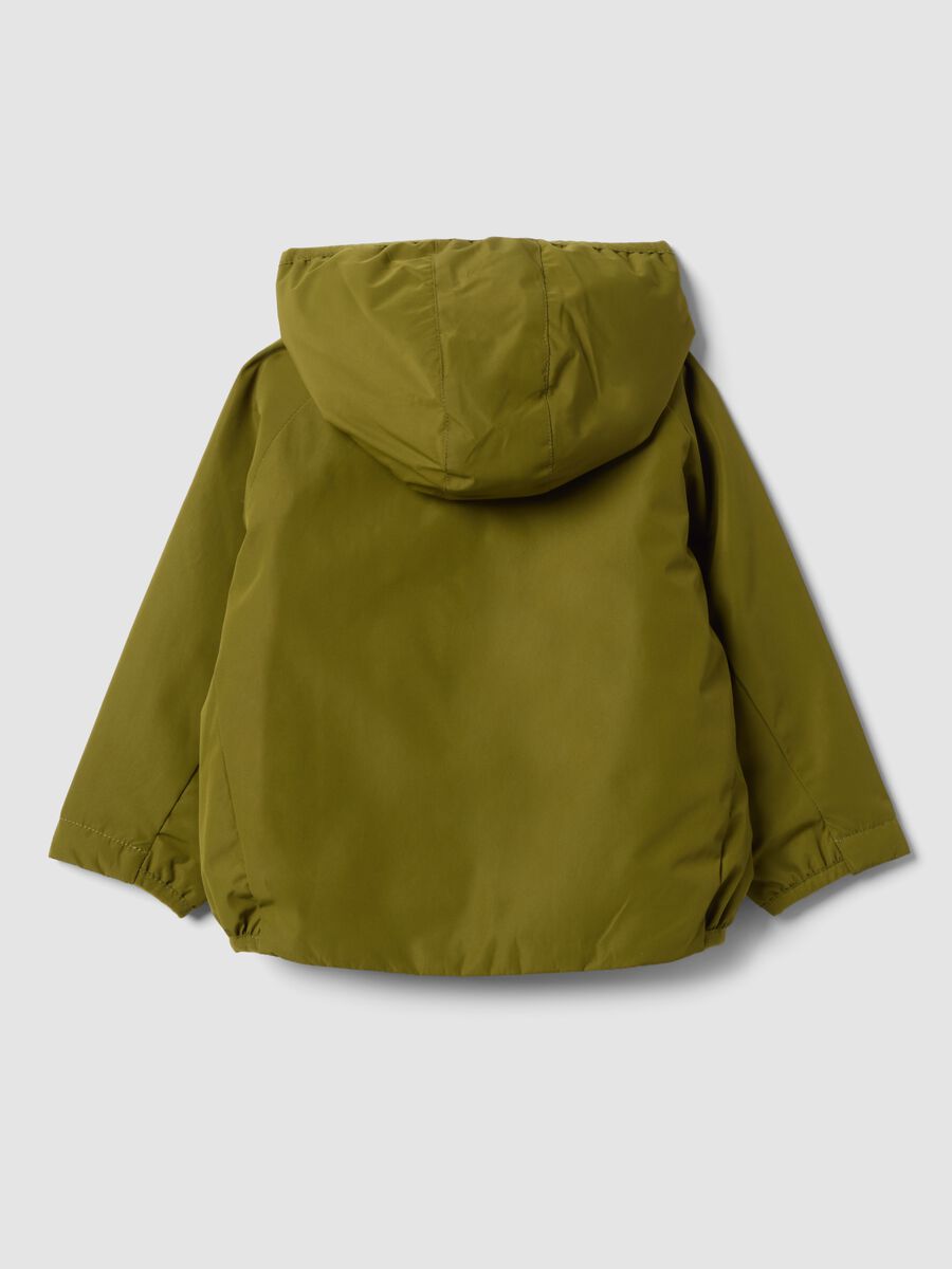 Green water-repellent hooded jacket with zip, regular fit for boys_1