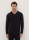 Black long sleeve pyjamas with a V-neck in pure cotton, regular fit_1