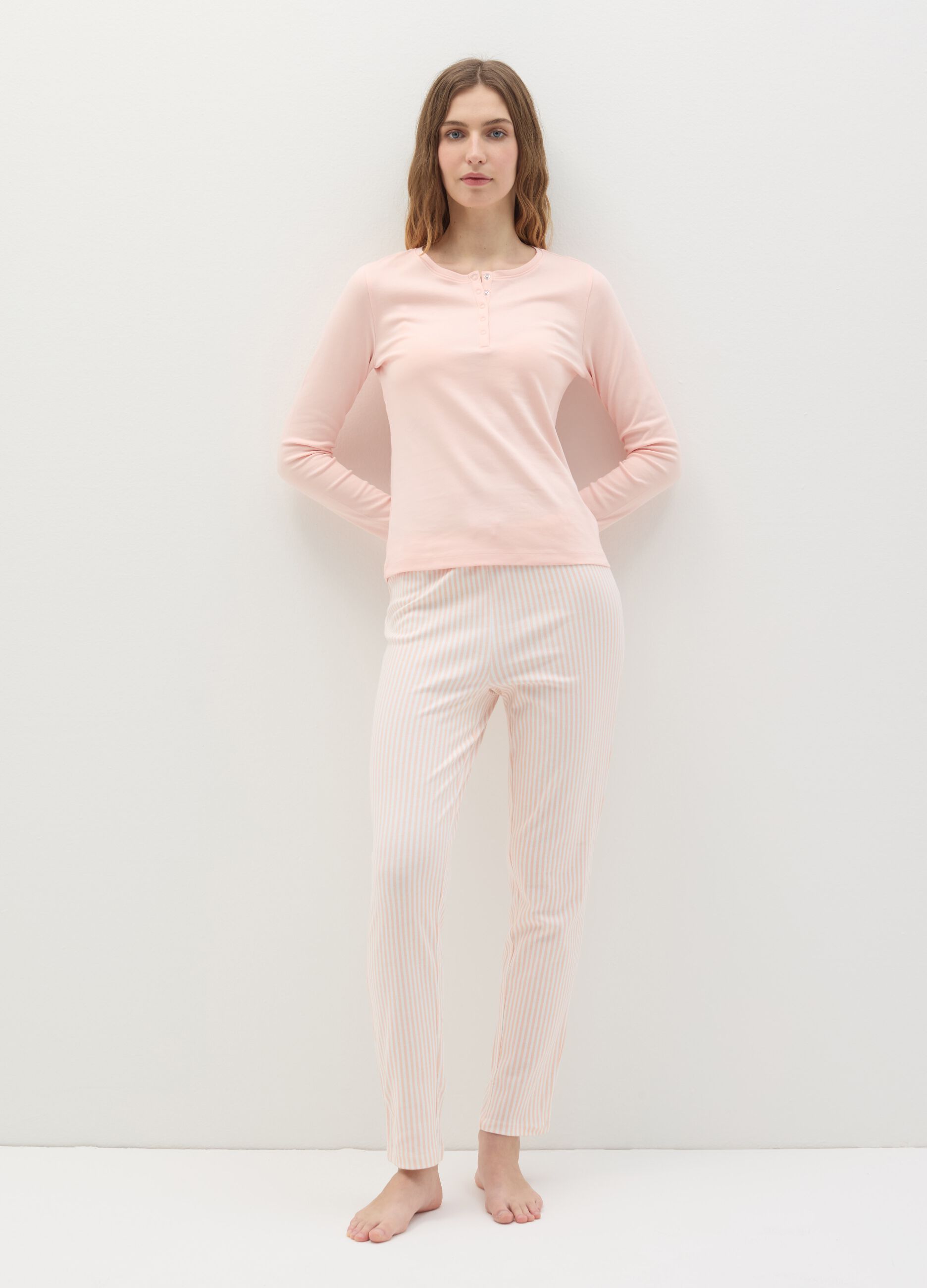 Striped cotton pyjama bottoms