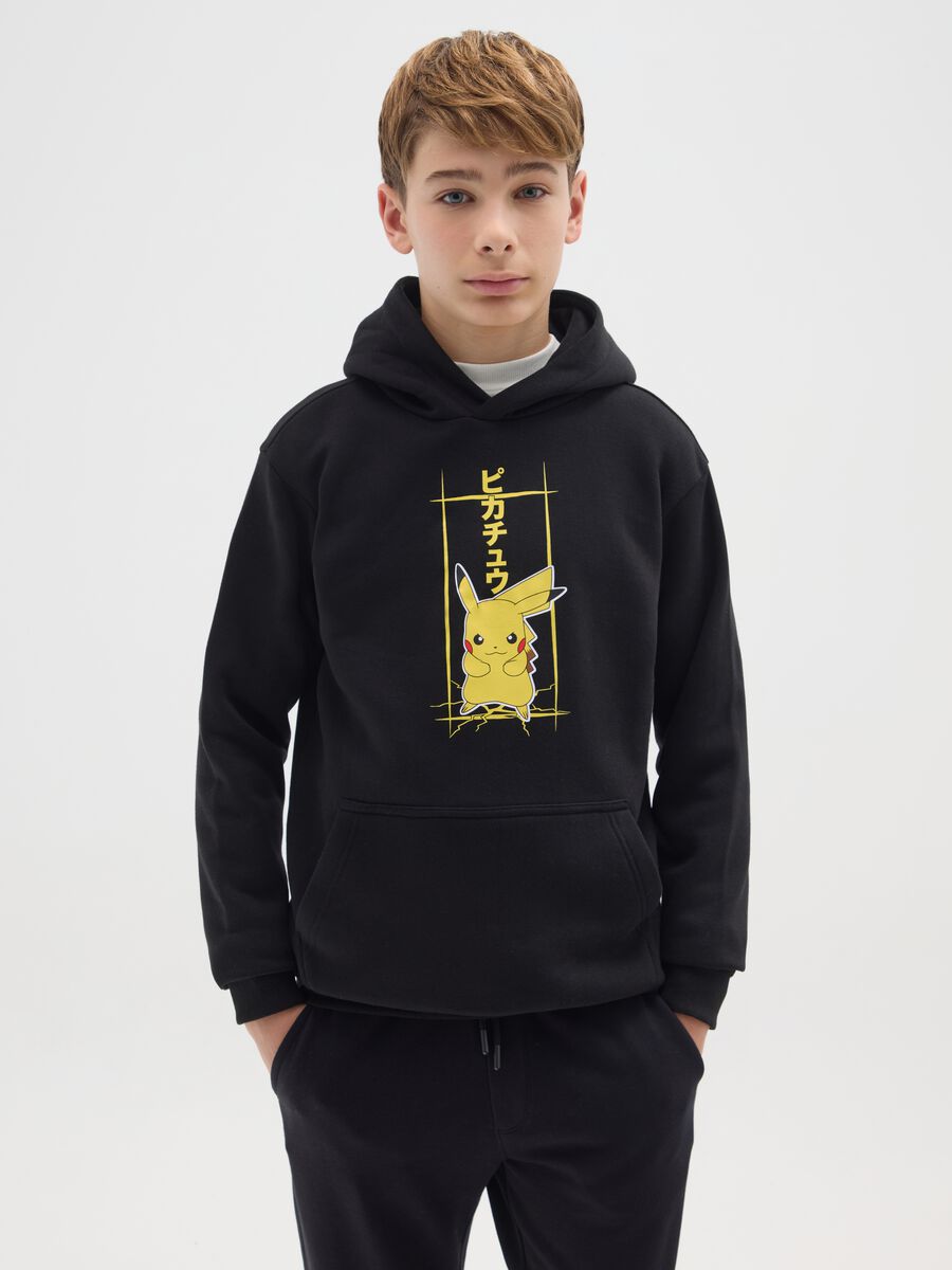 Felpa da bambino in misto cotone nero regular fit_0