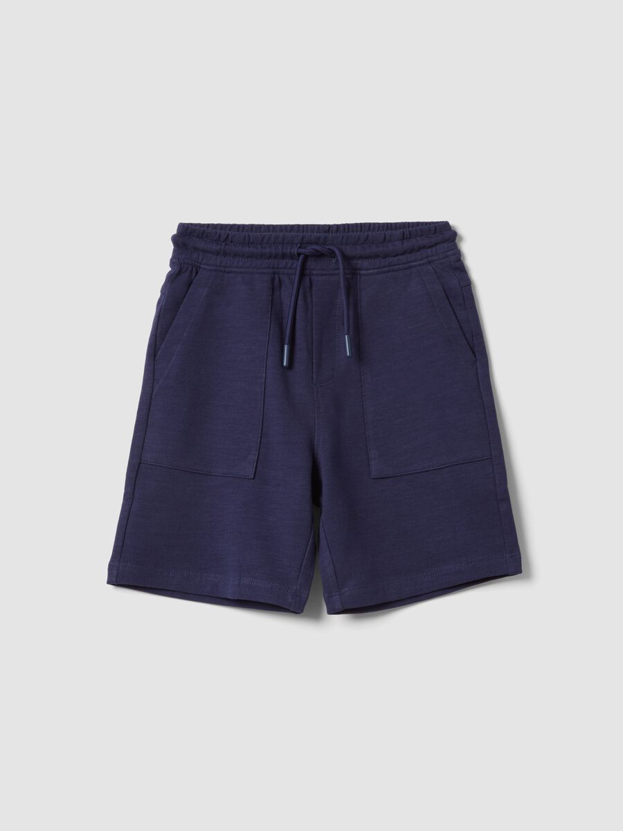 Boys&rsquo; blue pure cotton shorts with elasticated waist_0