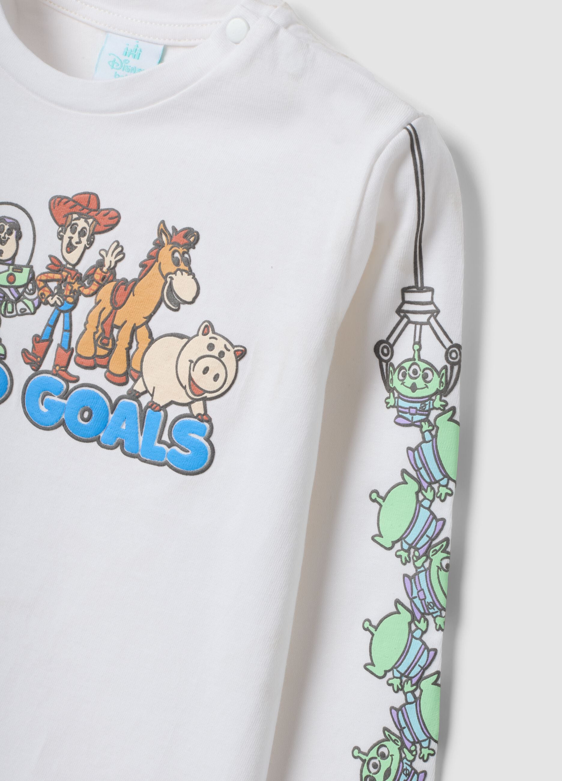 Maglia bianca a maniche lunghe in puro cotone a tema Toy Story per bimbo
