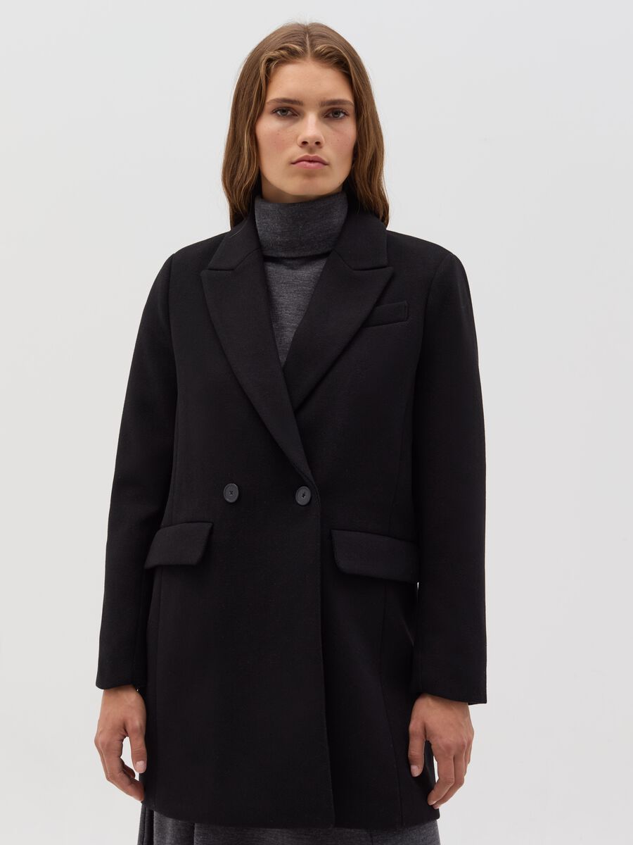 Cappotto doppiopetto tinta unita_0