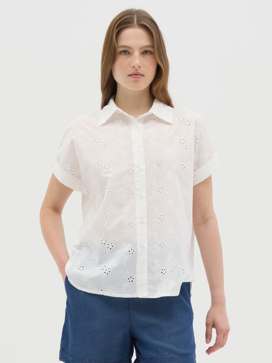 Women's Pure Cotton White Regular Fit Shirt_0