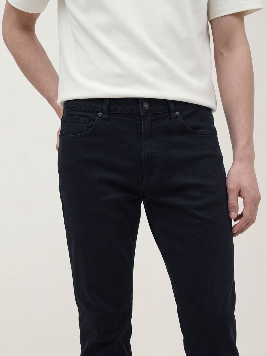 Black slim-fit stretch cotton denim jeans_2