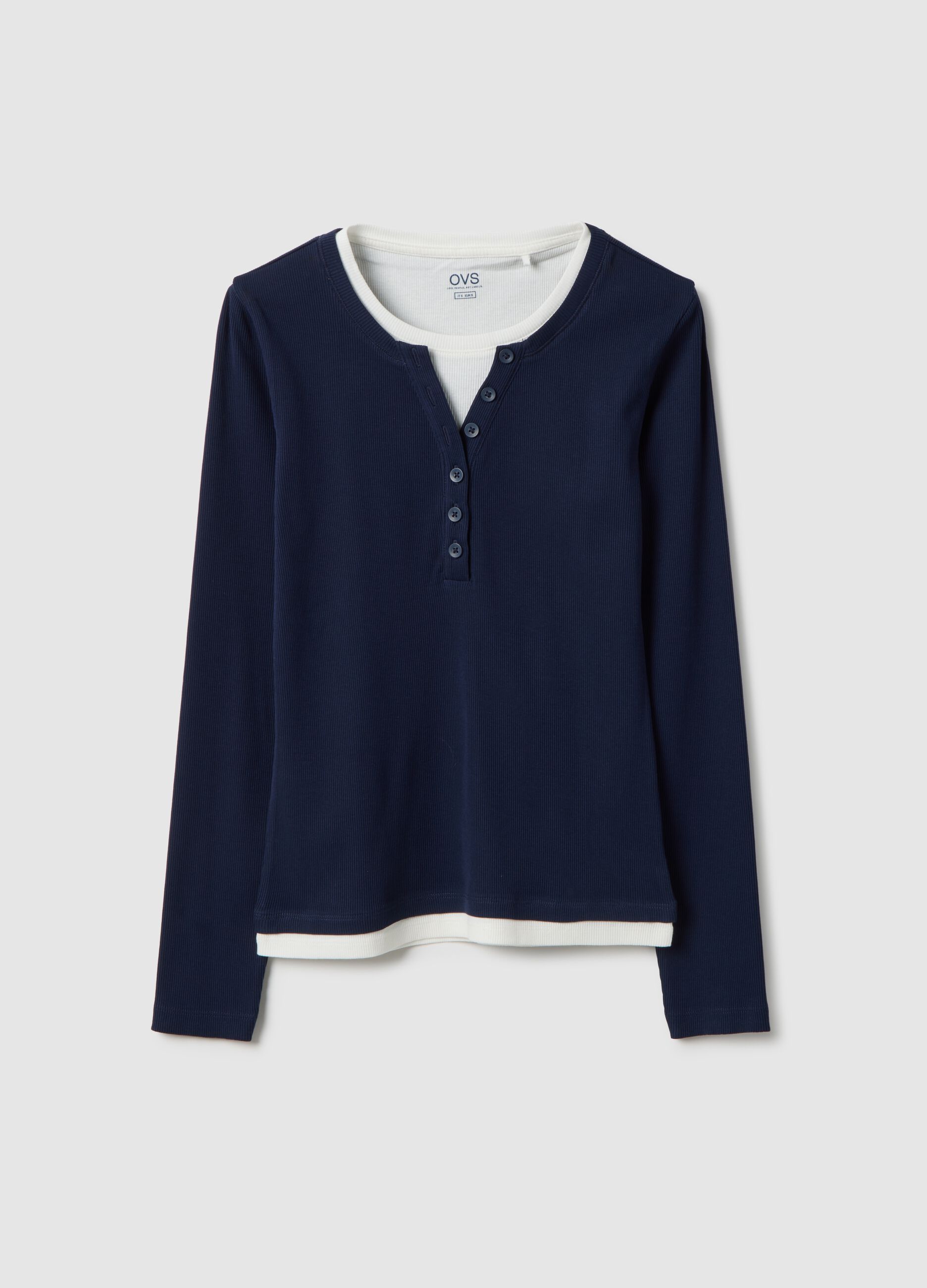 Maglia multicolor a maniche lunghe in puro cotone regular fit