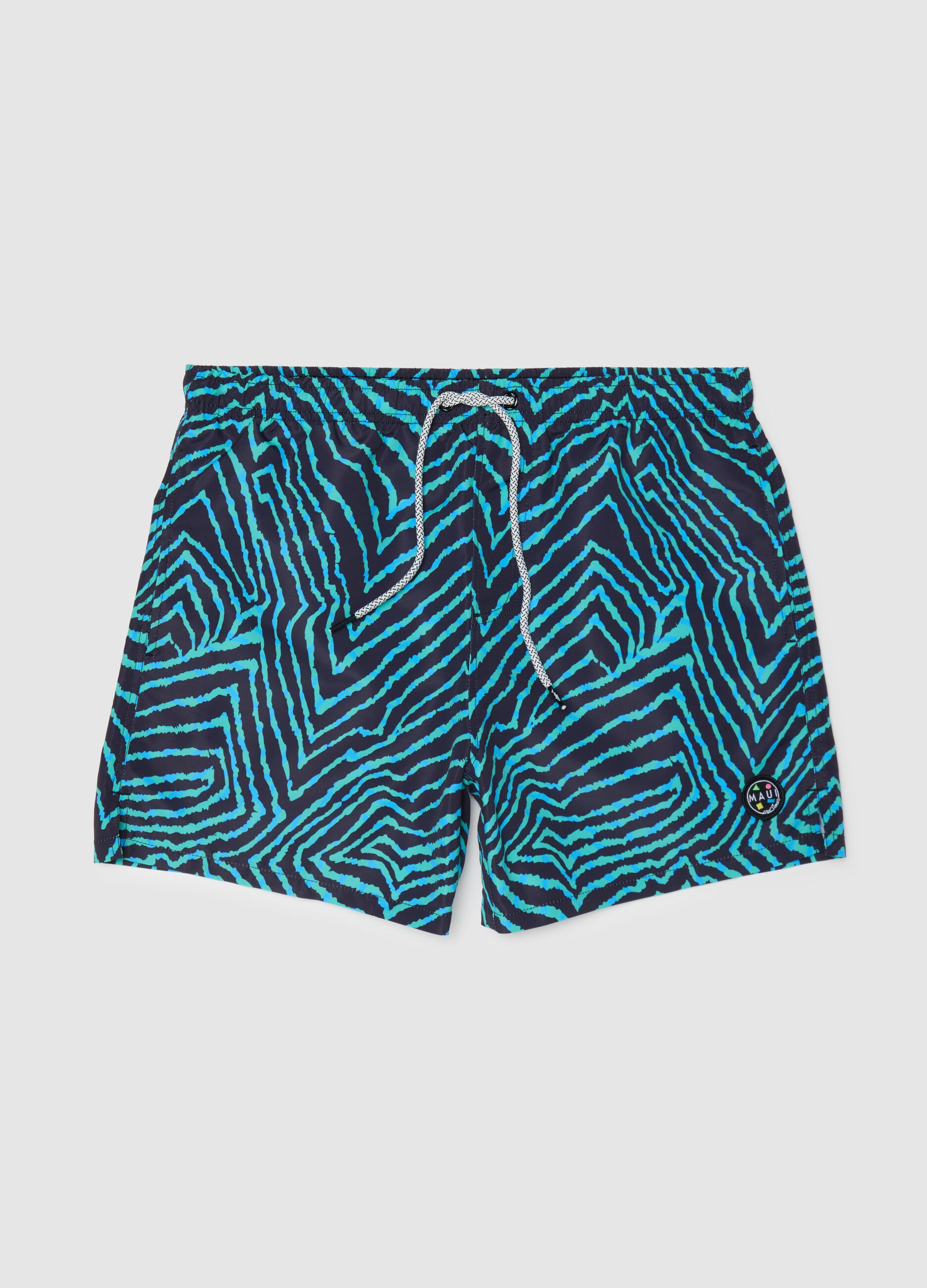 Maui swim shorts with blue abstract print