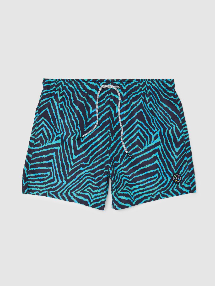 Maui swim shorts with blue abstract print_4