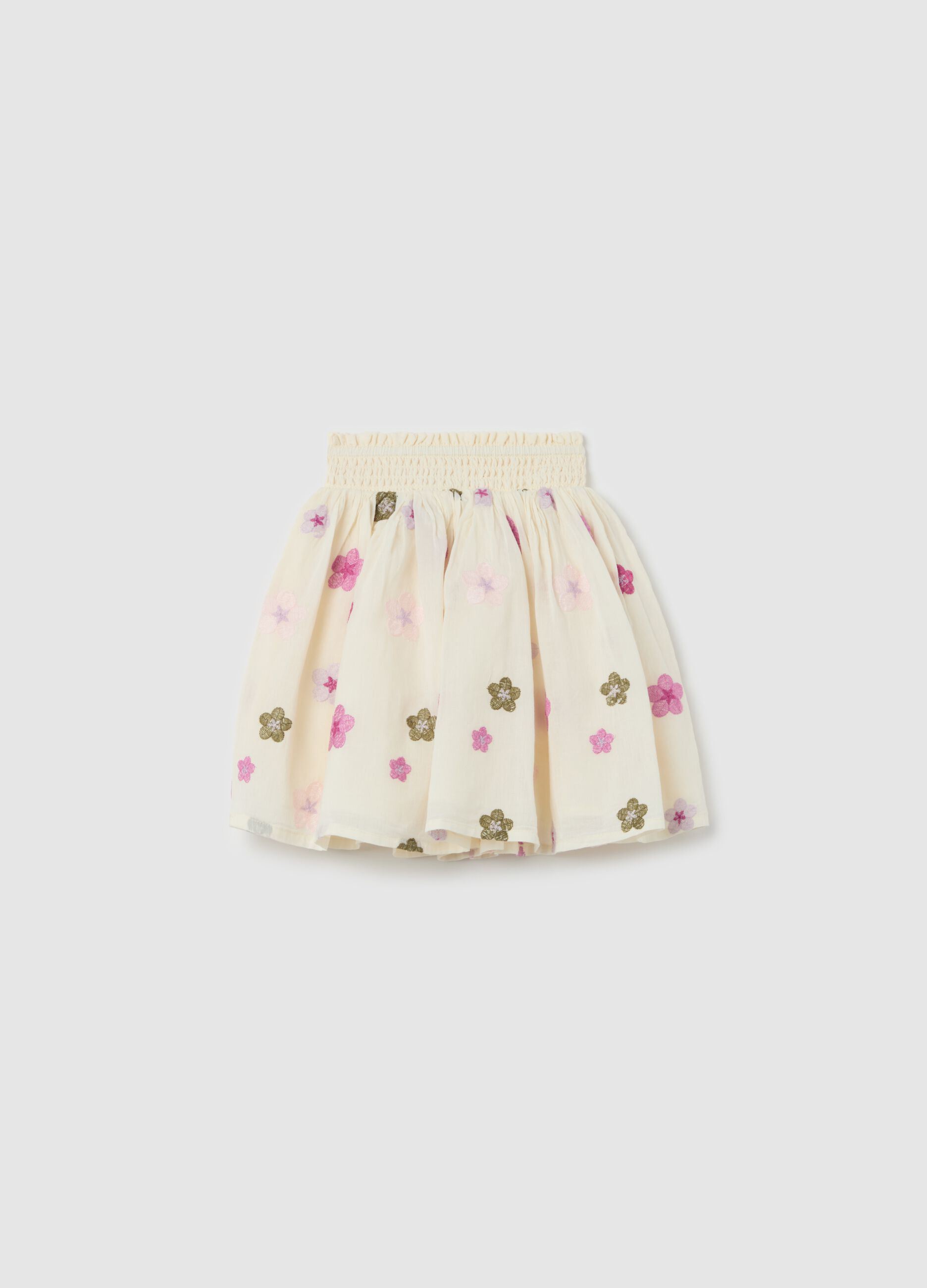 Bubble skirt with small flowers embroidery