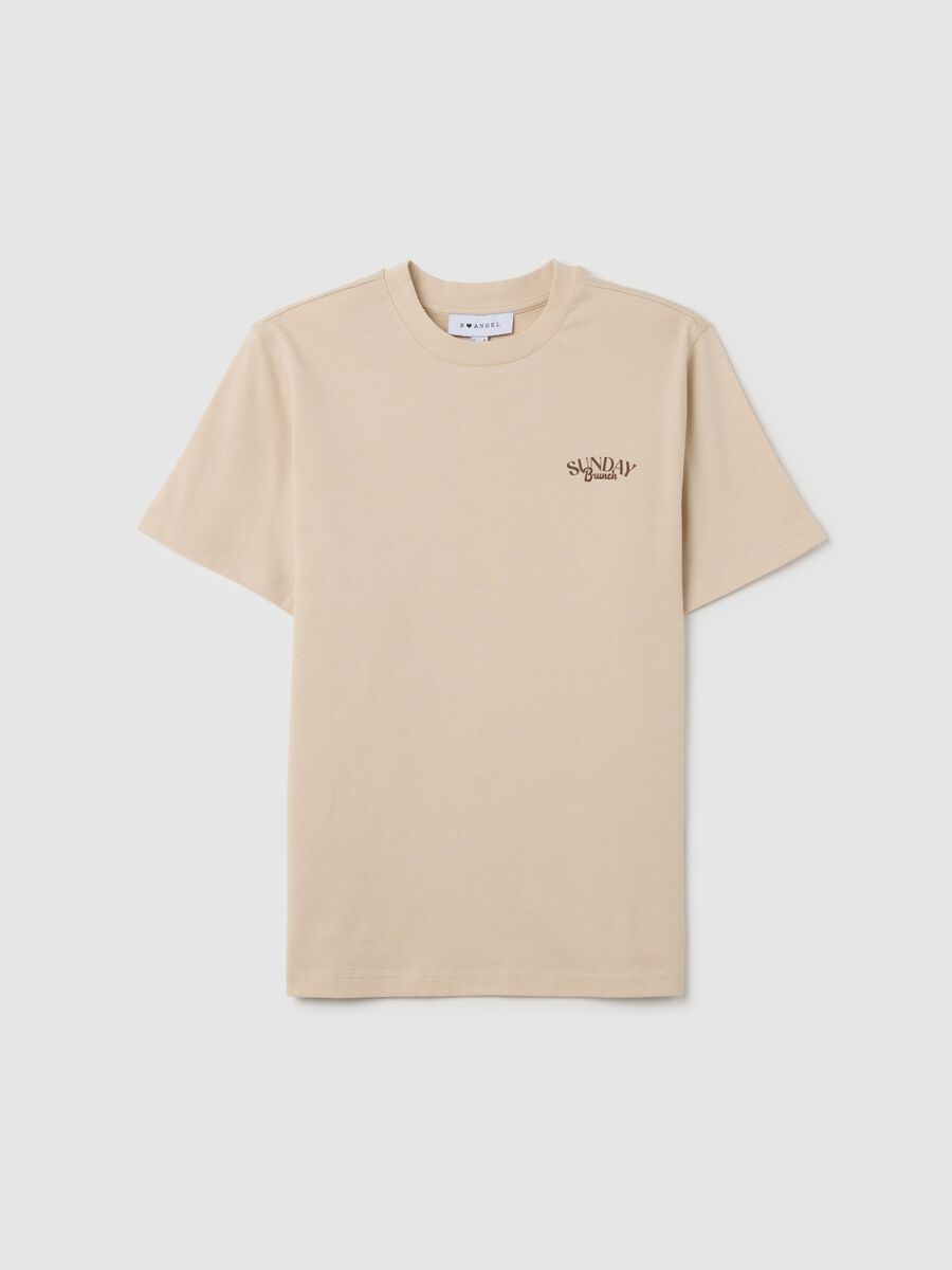 Beige pure cotton T-shirt relaxed fit with emblem_4