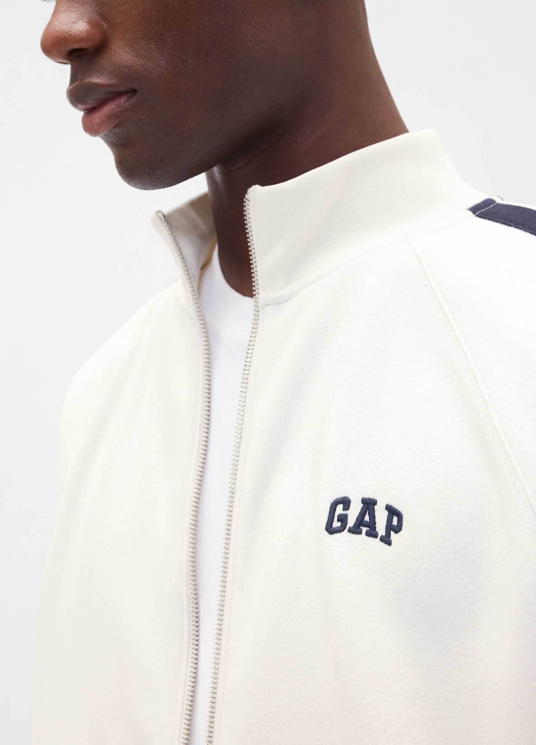 White Full Zip Hoodie