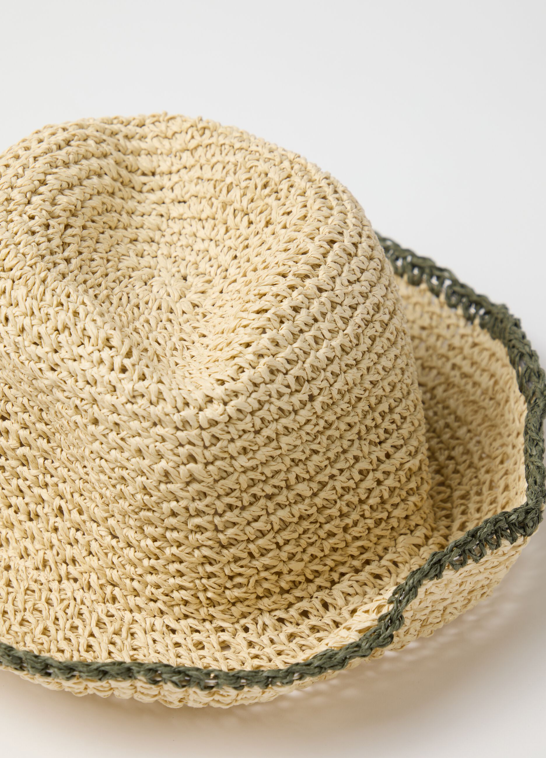 Women's multicolour paper hat with green edging