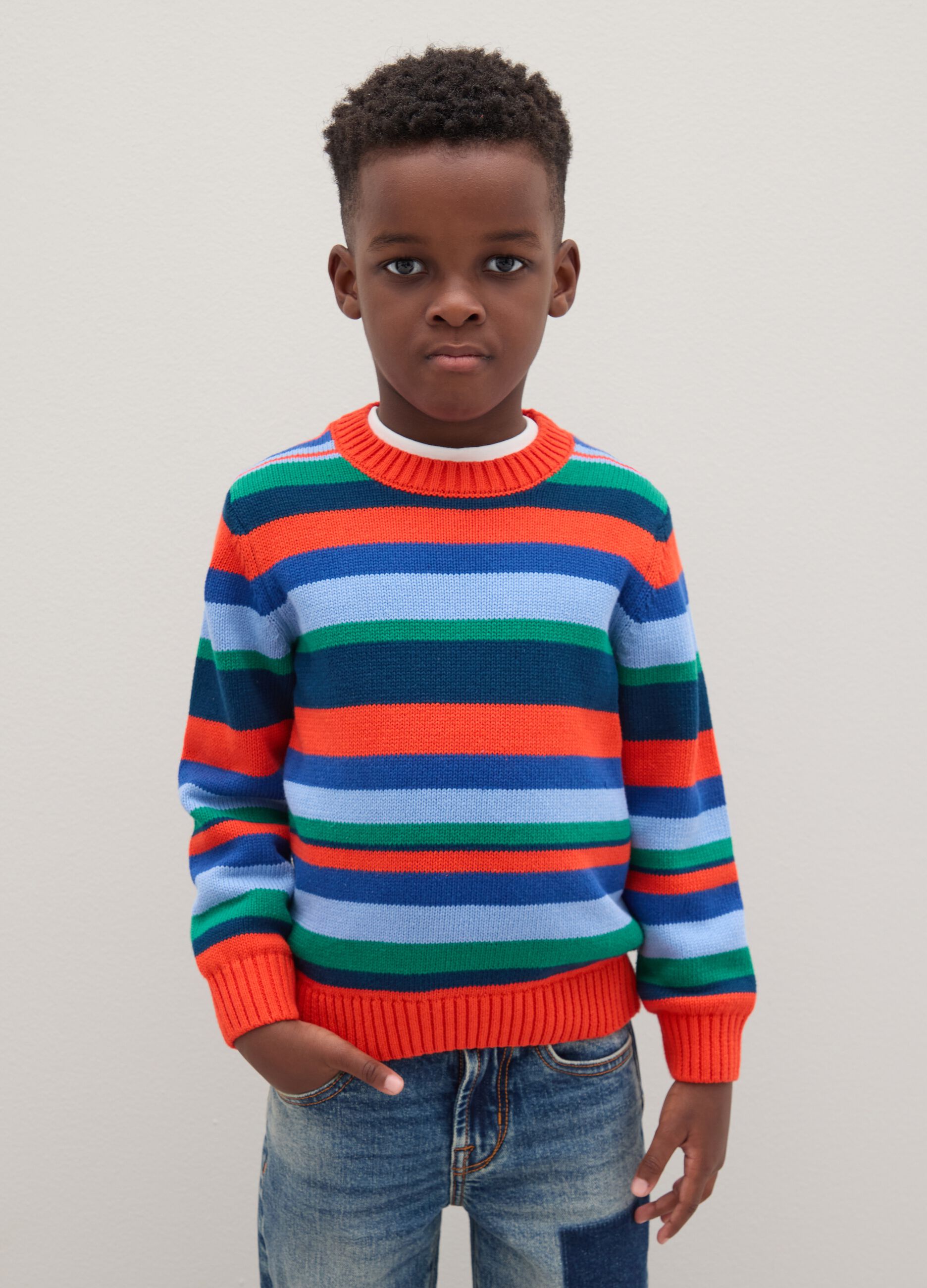 Boys' Pure Cotton Multicolour Regular Fit Jumper