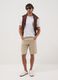 Beige five-pocket linen and cotton blend Bermuda shorts_1