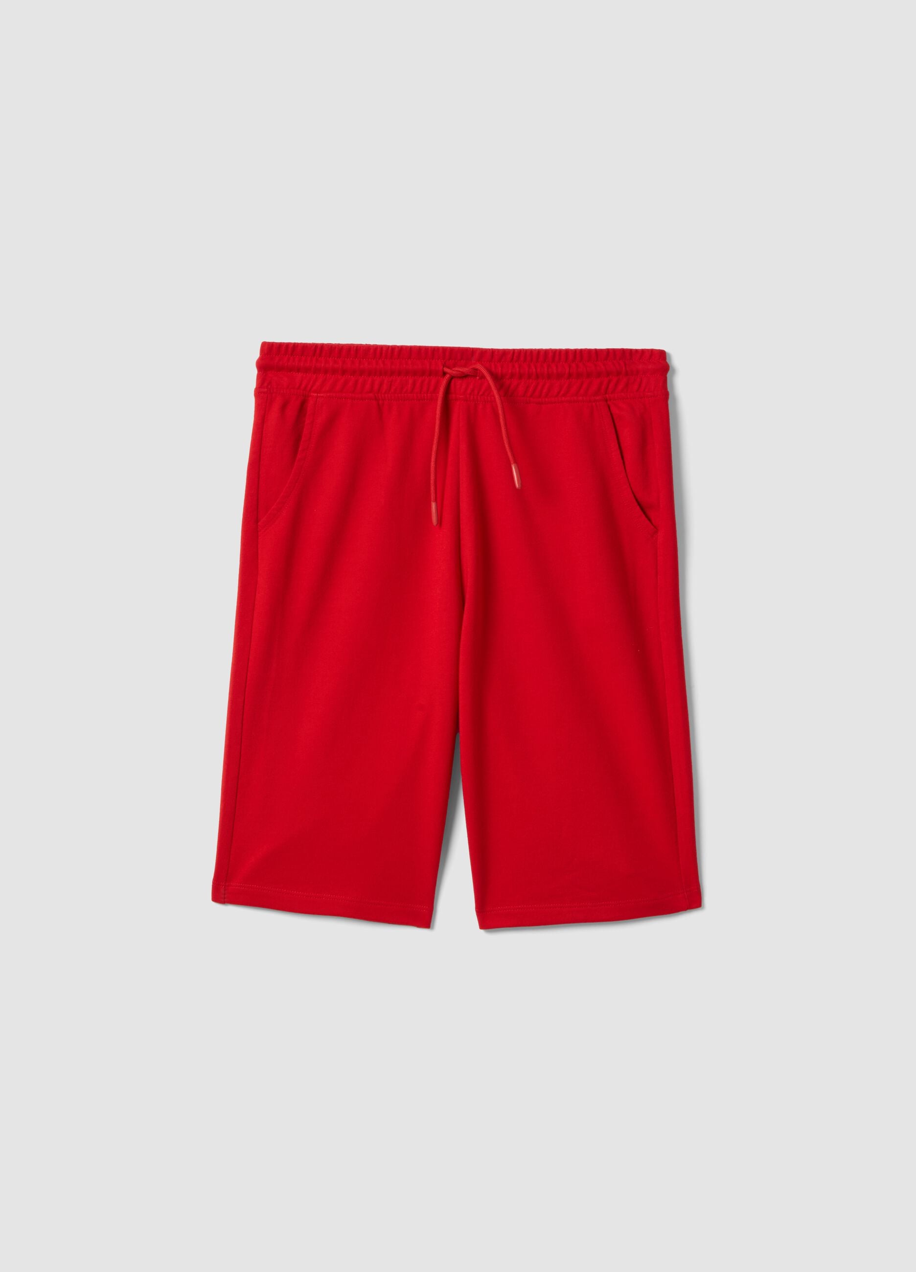 Boys&rsquo; red cotton-blend comfort-fit shorts