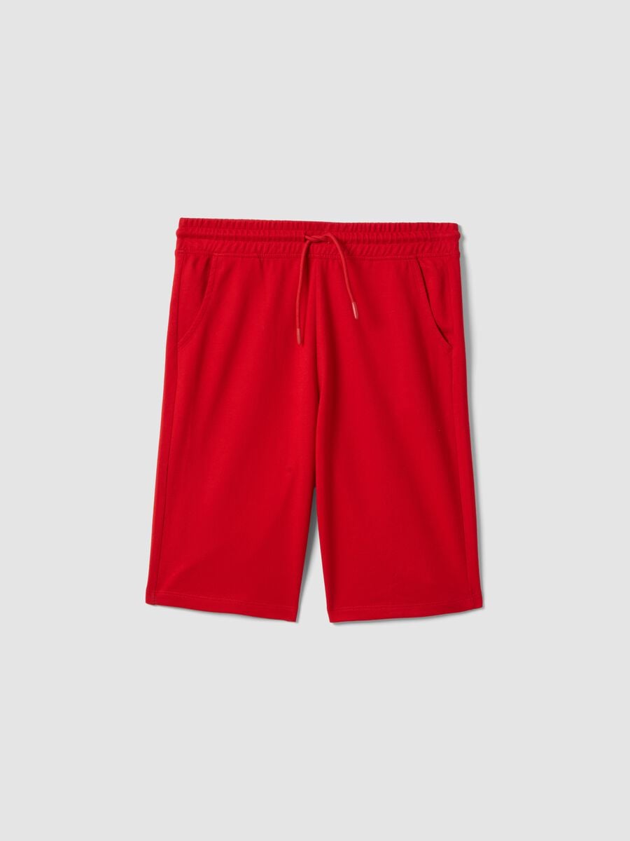 Pantaloni corti in misto cotone rosso da ragazzo comfort fit_3